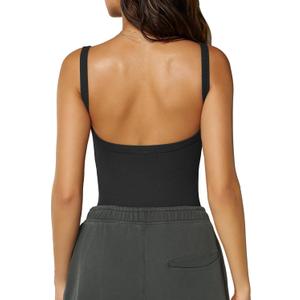 Women's Spaghetti Strap Scoop Neck Ribbed Tank Tops Fitted Slim Camisole Basic, Medium