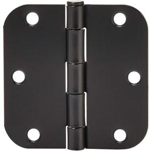Amazon Basics Sturdy Rounded 5/8 Radius Interior Door Hinges with Included Screws, 3.5" x 3.5", Matte Black, 18-Pack