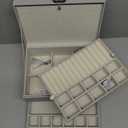 QBestry Earring Jewelry Box for Women Girls Stud Organizers, 5 Layers Grey Jewelry Organizer Box with Lock Necklaces and Earrings Holder Jewelry Box with Earring Organizer for Women Girls Xmas Gifts (Large)