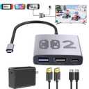 4-in-1 Switch 2/1/OLED Dock Set, Bemkiru Portable Travel Dock Adapter for Nintendo Switch 2 with HDMI 4K@60Hz, USB 3.2 & PD 100W Port, 65W Power AC Charger & HDMI & 5FT USB-C Cable