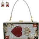 Pearl&she Diamond Women Evening Handbags Purse Minaudiere Clutch Bag,Stack of Cash Dollars Crystal Clutch Purses