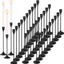 Mumufy 30 Pcs Candle Holders Taper Candlestick Metal Tall Candle Holders Table Centerpieces for Wedding Party Home Decorations, Fits 3/4'' Thick(Black)
