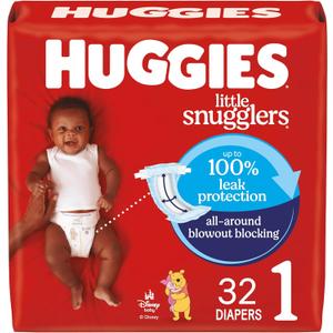 Huggies Size 1 Diapers, Little Snugglers Baby Diapers, Size 1 (8-14 lbs), 32 Count, Packaging May Vary (6 Pack)