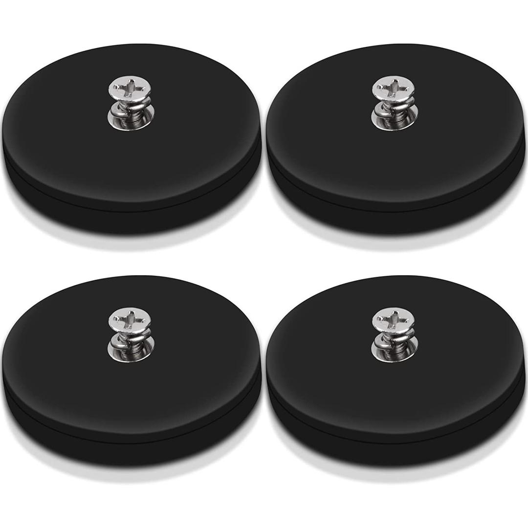 4Pack Anti-Scratch Mounting Magnets, 30LBS Rubber Coated Neodymium Magnets with M4 Threaded Studs, Non-Slip Strong Monting Magnet for Led Lighting Bar, Neodymium Magnet Base for Signal Lighting (1.6x0.23in M4-4pack)