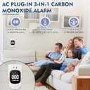Carbon Monoxide Detectors Plug in, 3-in-1 CO Detector with Temp/Hum Sensor, Portable Travel Carbon Monoxide Alarm with 85dB Alarm, Real-Time CO Monitor Easy to Read & Install (White-1 Pack)