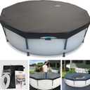 12 FT Pool Cover Winter Round Pool Cover Solar Covers for above Ground Pools Round Pool Weather Cover Easy Installation Pool Cover Ideal for Waterproof and Dustproof, Black
