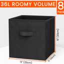 Criusia Large Storage Cubes - 13 Inch Heavy Duty Fabric Storage Bins for Shelves Closet, Cube Organizer - 8 Pack Collapsible Cube Storage Bins Baskets for Organizing Clothes Blankets Toys (Black)