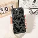 Lovmooful Compatible for iPhone 14 Pro Max Case Cute Cool Big Butterfly Black Design for Girls Women Soft TPU Shockproof Protective Girly for iPhone 14 Pro Max-Big Butterflies