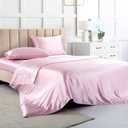 Satin Bed Sheets Queen Sheet Set, Pink Silk Sheets, 4 - Pieces Soft Bedding Set with 1 Deep Pocket Fitted Sheet,1 Flat Sheet,2 Pillowcase (Pink)