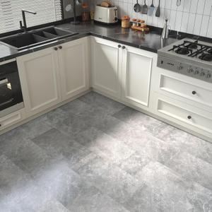 FunStick 12"x24" Grey Marble Peel and Stick Floor Tile Waterproof Bathroom Vinyl Flooring Tiles Peel and Stick on Floor Tiles for Kitchen Bedroom Removable Sticky Laminate Flooring Tile Sheets 5 Pcs