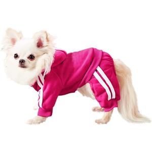 MeowWow Extra Small Puppy Outfits, XXS Dog Hoodie, Girl Puppy Shirt, Striped 4 Legs Dogs Sweatshirt (XXS (Check Size Chart), Rose)