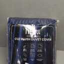 Nestl Premium Flannel Duvet Cover Set - 3 PC Reversible Full Comforter Cover Set with Microfiber Back - 1 Velvet Duvet Cover Full with Zipper Closure & 2 Pillow Shams 80 x 90 inches - Navy Blue