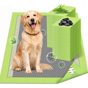 CROCI Dog Pads Extra Large, 28"x34" Pee Pads for Dogs, 2X Odor-Control with Charcoal & Bamboo Material, 4-Corner Adhesive Tabs, Super Absorbent & Leak-Proof (50 Counts)