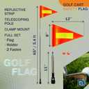Golf Cart Safety Flag Pole Kit, Telescoping 5.4 ft Pole with Clamp Mount, 8 x 12 in Orange Flag with Reflective Strip for ATV, Bike, Trailer, Wheelchair, Mobility Scooter