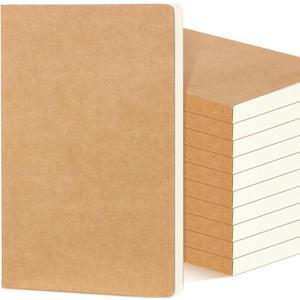 Zhanmai 10 Pack A5 Journal Refill 5.5 x 8.2'' Refillable Notebook Inserts A5 Paper Refill Kraft Travelers Journal Notebooks for Office School Writing Supplies, 100 Sheets/200 Pages (Ruled Lined)