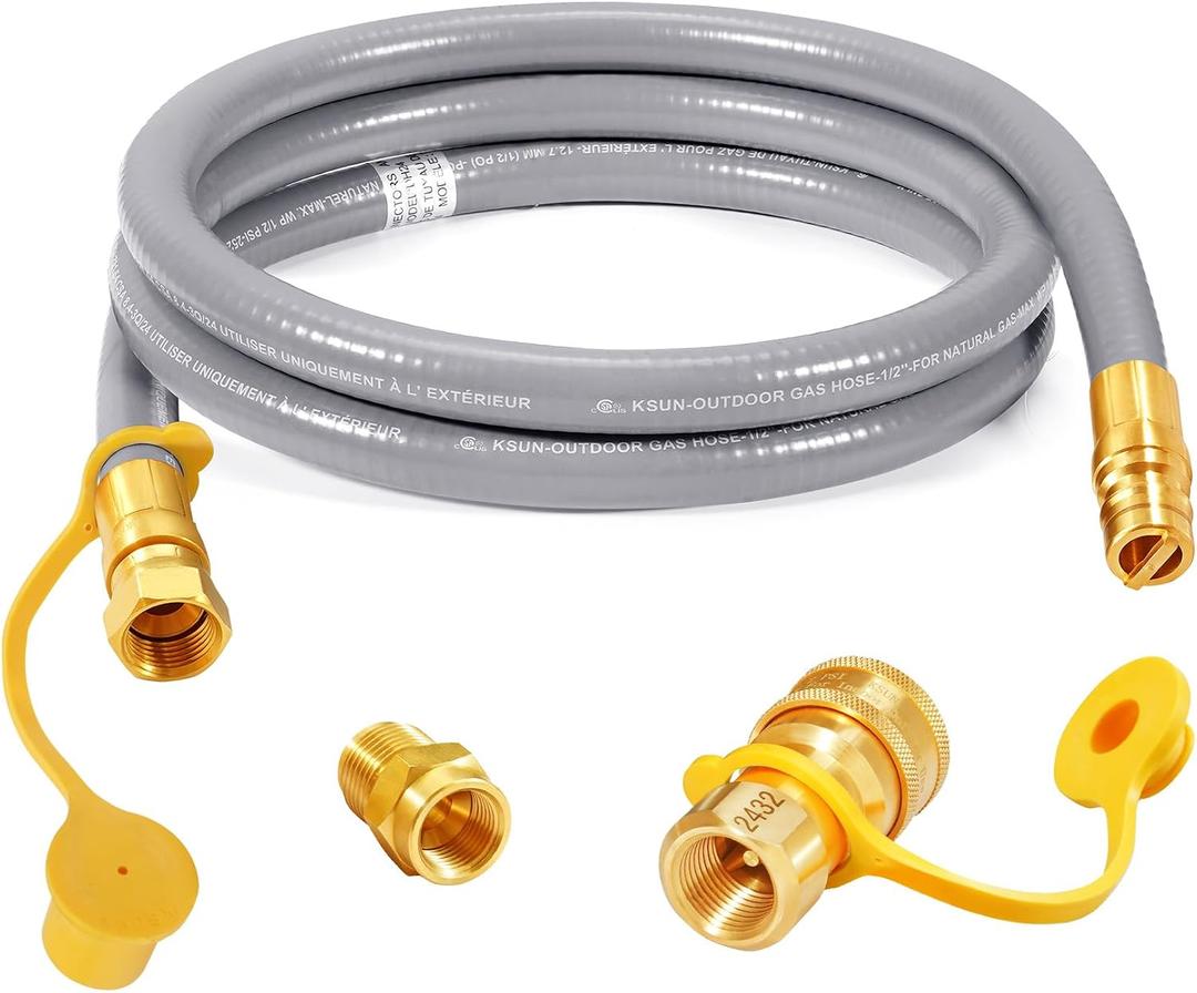 GasSaf 6 FT 1/2" ID Natural Gas Hose with Quick Connect Fitting, Natural Gas Conversion Kit for Gas Grill, Generator, Patio Heater and More - CSA Certified