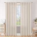 BGment Curtains 84 Inch Length 2 Panels Set for Living Room, Natural Linen Light Filtering Drapes Semi Sheer with Rod Pocket and Back Tab Textured for Dining Farmhouse Bedroom, 52 X 84 Inch