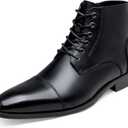 Jousen Mens Boots Leather Dress Boots for Mens Cap-Toe Fashion Boots for Men (10.5, Amy8186-premium Leather-black)