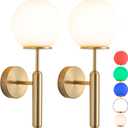 Wall Sconce Battery Operated Wall Lights Set of 2with Dimmable Battery Powered Bulb Non Hardwired Easy to Installfor Bedroom Farmhouse Bedside Reading Light (Color : Gold)