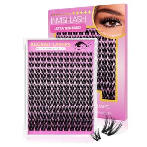 Flora Lash Clusters 8-18mm Light-Volume Wispy Eyelash Clusters D Curl - WideSpan DIY Eyelash Extension Spiky Cat Eye Lashes Individual Fake Eyelashes Clusters with 0.03mm Ultra-Thin Black Band