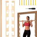Leinuosen Doorway Pull-up Bar Sets Adjustable 5 Levels Wooden Doorway Pull-up Bar and 2 Door Frame with 6 Sets of Screw-in Heavy-duty Door-mounts to Fits 118cm
