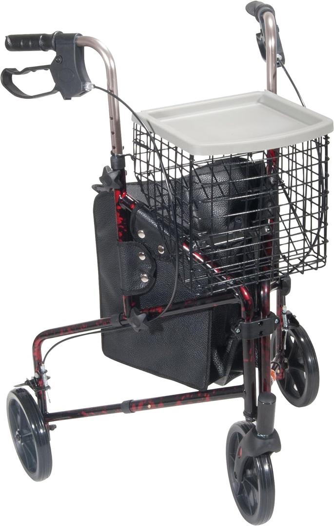 Drive Medical 10289RD Deluxe Foldable Rollator Walker, Black/Red