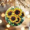 Christmas Ornaments, Dodosky 2.8in Ceramic Sunflower Ornament, Xmas Decor, Christmas Tree Ornaments, Xmas Decorations for Tree, Holiday Ornament, Gift Ideas, Sunflower Gifts for Women, Friend
