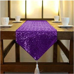 ShinyBeauty 12x72-Inch-Purple-Sequin Table Runner with Tassel for Dining Decoration-Sequin Dresser Scarves for Wedding Event (Purple)