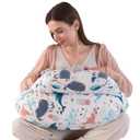 BATTOP Nursing Pillow for Breastfeeding, Feeding Pillow with Adjustable Waist Strap, Removable Slipcover, Breastfeeding Pillows for More Support for Mom, Plus Size, Extra Pillow on Top (Whales)