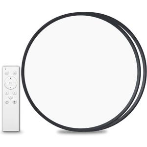 2Pack 20 Inch Remote Control Dimmable Large LED Flush Mount Ceiling Light Panel,40W 4350LM,2700K-6000K Adjustable Color,Ultra Thin Round Ceiling Light Fixture for Hallway Kitchen Home Office(Black)