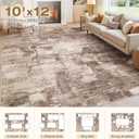 kakania 10x12 Washable Area Rug - Abstract Soft Non-Slip Modern Low-Pile Carpet for Living Room Bedroom Office Dorm, Kid Pet Safe Robot Vacuum Friendly - Brown