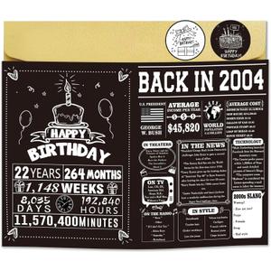 4 x Funny 22nd Birthday Card for Him Her, Happy 22nd Birthday Decorations for Men Women, 22nd Birthday Gifts for Son Daughter, 22 Years Old Bday Gift Decor Ideas