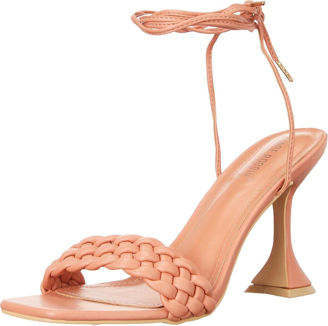 Cape Robbin Curve Sexy Woven High Heels for Women, Square Open Toe Shoes Heels (Pink) Size 10 