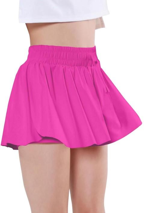 EXARUS 3 Pack Girls Shorts Butterfly Flowy Athletic Skort Dance Cheer Outfits Teen Running Skirts Preppy Tennis 2 in 1 Flutter Gym Kids Tween Clothes (Pink, 10Y)