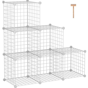 C&AHOME Wire Cube Storage, 6-Cube Storage Organizer Metal, C Grids Storage Bins Shelving, Modular Bookshelf Shelf, Closet Cabinet Ideal for Bedroom, Office 36.6”L x 12.4”W 48.4”H White