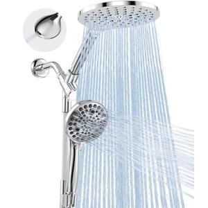 MakeFit Dual Handheld Shower Head Combo, 2-in-1 Rain Shower Heads System 8 Inch Rainfall Shower Head and 10 Modes High Pressure Hand Held Showerhead with Built-in Power Wash