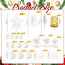 68 Pcs Christmas Tree Ornaments Set Glitter Shatterproof Xmas Tree Ball Ornament Poinsettia Flowers Wired Ribbon Berry Stem Topper Star Pine Needles for Christmas Home Decoration (Iridescent) (White)