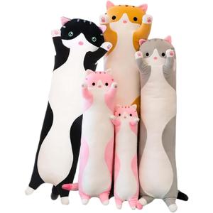 Long Cat Plush Pillow Soft Cat Hugging Pillow Stuffed Animal Pillow Cute Kitty Throw Pillow Gift for Boys Girls(90cm/35.43inch,Yellow
