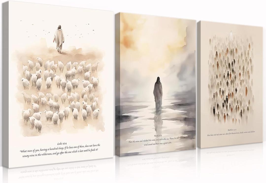 LSXARTQQ Set of 3 Christian Canvas Wall Art Christ Jesus Wall Art Bible Verses Wall Art Boho Religion Pictures Prints Scripture Paintings Wall Decor Artwork for Living Room Bedroom Church(16x24inch) LSXARTQQ Set of 3 Christian Canvas Wall Art Christ Jesus Wall Art Bible Verses Wall Art Boho Religion Pictures Prints Scripture Paintings Wall Decor Artwork for Living Room Bedroom Church(16x24inch)