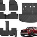 Floor Mats Cargo Mat with Backrest Mat Fit for 2020-2025 Kia Telluride 7&8 Seats - All Weather TPE Floor Liners Cargo Liner Trunk Mat Back Seat Cover Protector for 2024 2025 Telluride Accessories