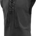 mogenda Mens Medieval Renaissance Pirate Costume Sleeveless Lace-up Stand Collar Shirt Gothic Viking Steampunk Top Tunic (Medium, Black)