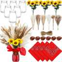 135 Pcs Western Cowboy Table Centerpieces Cowgirl Rodeo Party Decor with Mason Jar Bandannas Mini Hat Sunflowers Pampas for Cowboy Cowgirl Baby Shower Birthday Wedding Party Decor(Red)