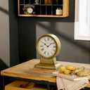 NIKKY HOME Vintage Gold Mantle Clock, Silent Non-Ticking Battery Operated Rustic Table Desk Shelf Clock for Living Room Decor