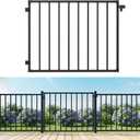 tonchean Heavy-Duty Deck Fence Gate 38''H x 48''W Black Steel Fence Door with Customizable Width Outdoor Dog Gate Metal Gate for Residential, Yard, Patio, Includes Hinges and Latch