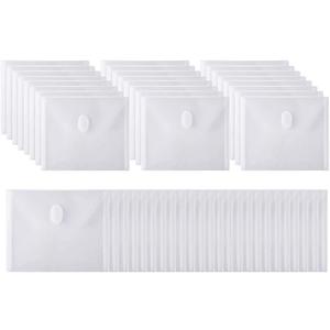 48 Packs Clear Plastic Small Envelope with Hook & Loop Closure 5 1/2 x 7 1/2 Ploy Envelope for Receipe/Check