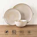 GBHOME Ceramic Dinnerware Sets for 4, 12 Pieces Stoneware Plates and Bowls Sets, Reactive Glaze Dishes -Scratch Resistant, Dishwasher&Microwave Safe-Cappuccino