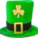 St Patrick's Day Hat Irish Shamrock Top Hats Green Velvet Top Hat Funny Party Costume Hair Accessories for Men Women