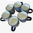 Ceramic Coffee Mugs Set - 10 OZ Large Porcelain Tea Cups with Handle for Cappuccino Latte Cocoa Milk Tea - Christmas Housewarming Gift - Microwave Dishwasher Safe - Set of 6 - Blue and White