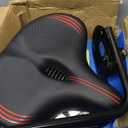 Oversized Bike Seat for Peloton Bike & Bike+, Comfort Seat Cushion Compatible with Peloton, Road or Exercise Bikes, Bicycle Wide Saddle Replacement for Men & Women, Accessories for Peloton (Red Backrest)