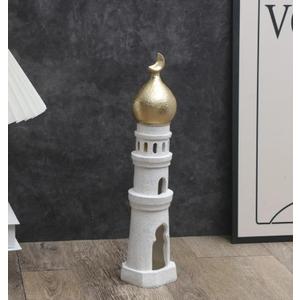 Islamic Cultural Decor Collection - Handcrafted Resin Mosque Models & Tower Ornaments for Home/Office Display Ramadan Decoration